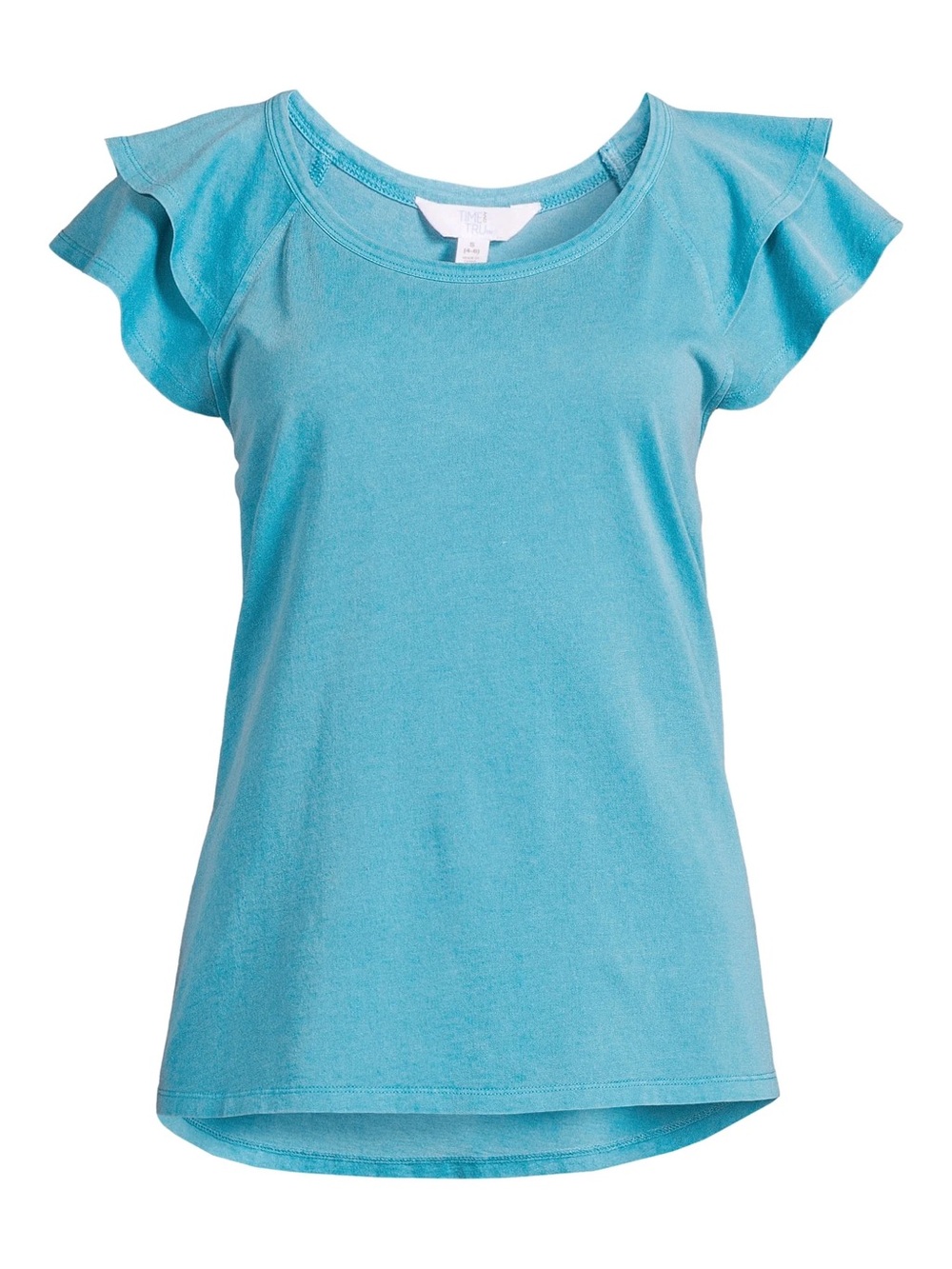Sz S Time & Tru teal short sleeve flutter blouse shirt